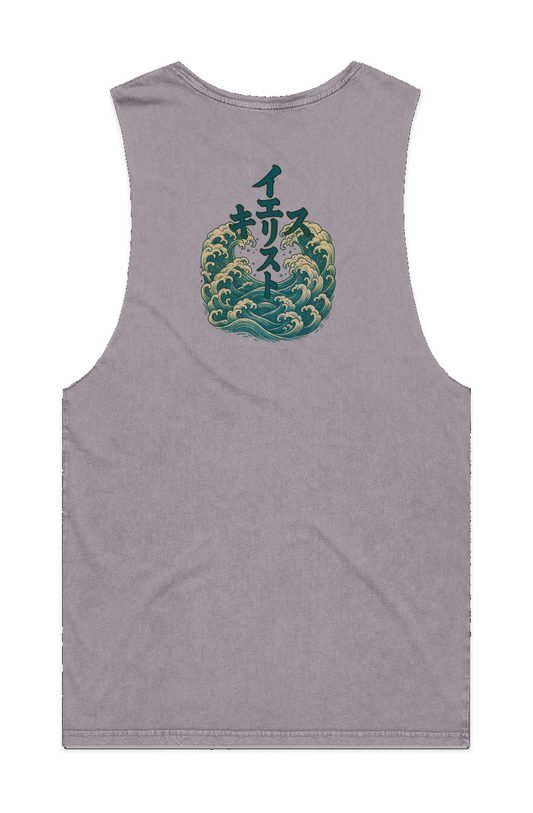 Water Cross (イエス・キリスト IESU KIRISUTO) MENS STONE WASH BARNARD TANK