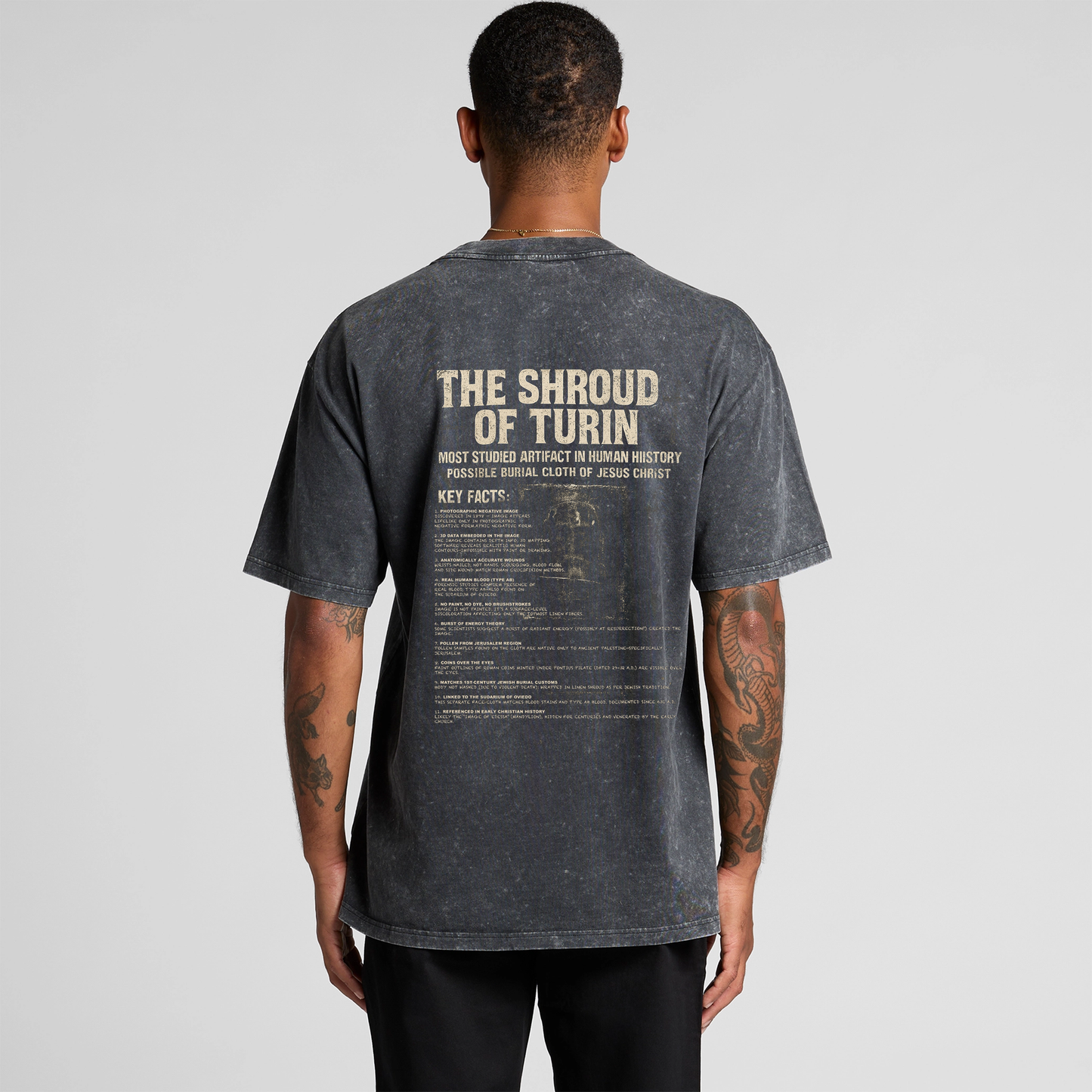 The Shroud Of Turin Facts and Face Stone Wash Heavy Tee