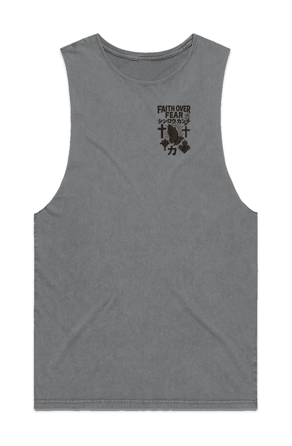 “Faith Over Fear” MENS STONE WASH BARNARD TANK