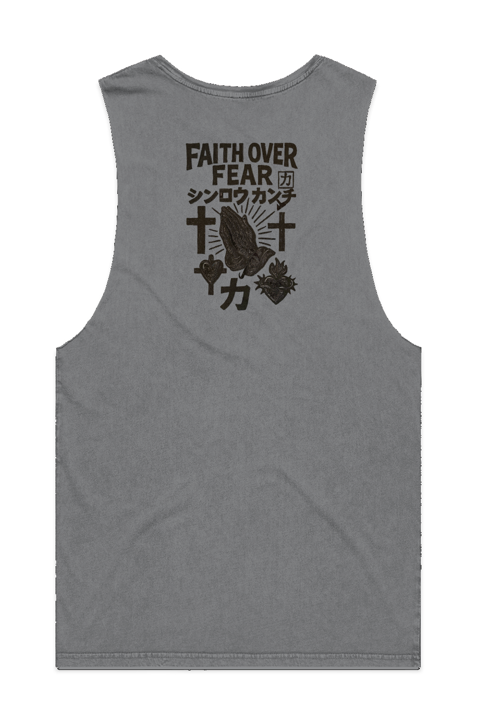 “Faith Over Fear” MENS STONE WASH BARNARD TANK