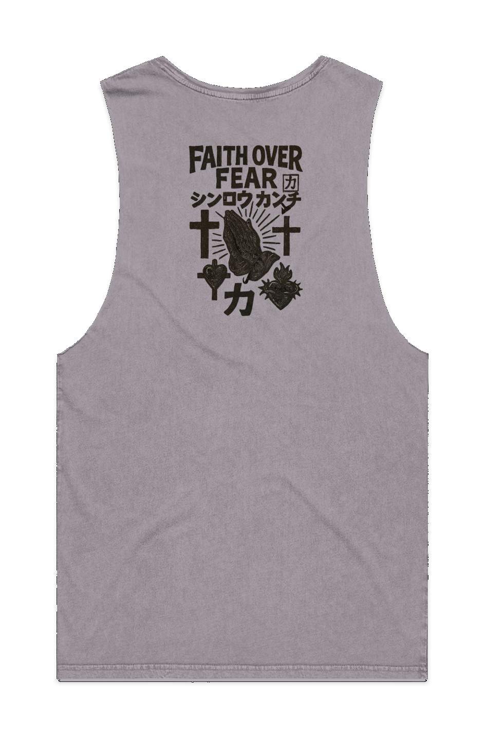 “Faith Over Fear” MENS STONE WASH BARNARD TANK
