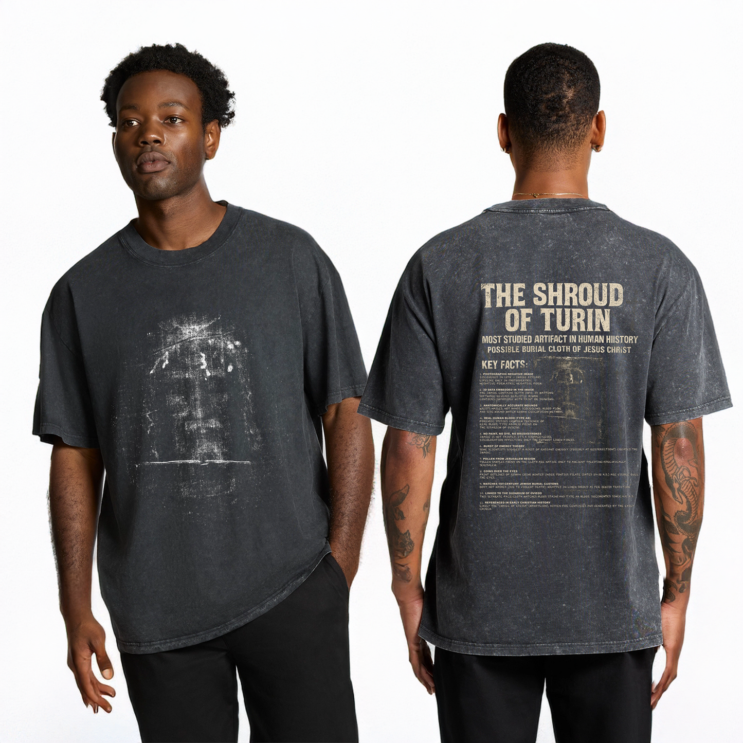 The Shroud Of Turin Facts and Face Stone Wash Heavy Tee